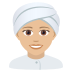 👳🏼‍♀️ woman wearing turban: medium-light skin tone display on JoyPixels